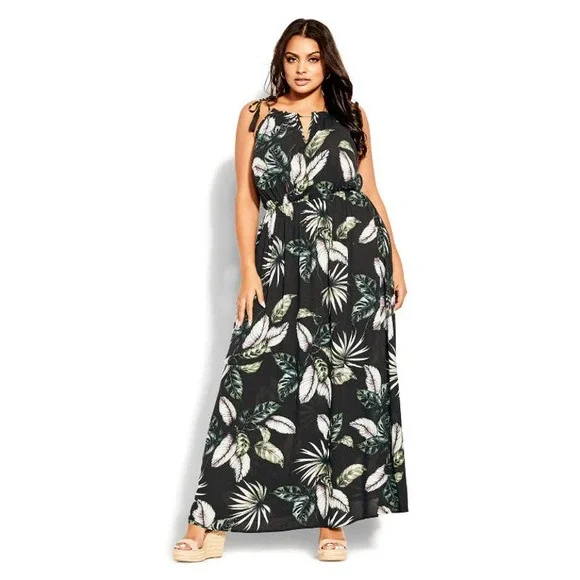City Chic | Dresses | City Chic Black Green Samui Tassel Maxi Dress Nwt  Size Small | Poshmark